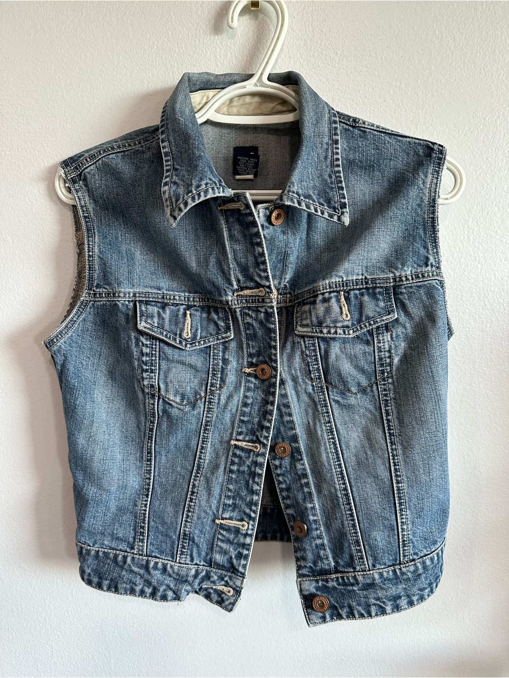 GAP Denim Vest XS Vintage 2000 Sleeveless Jean Jacket Light Wash Cotton